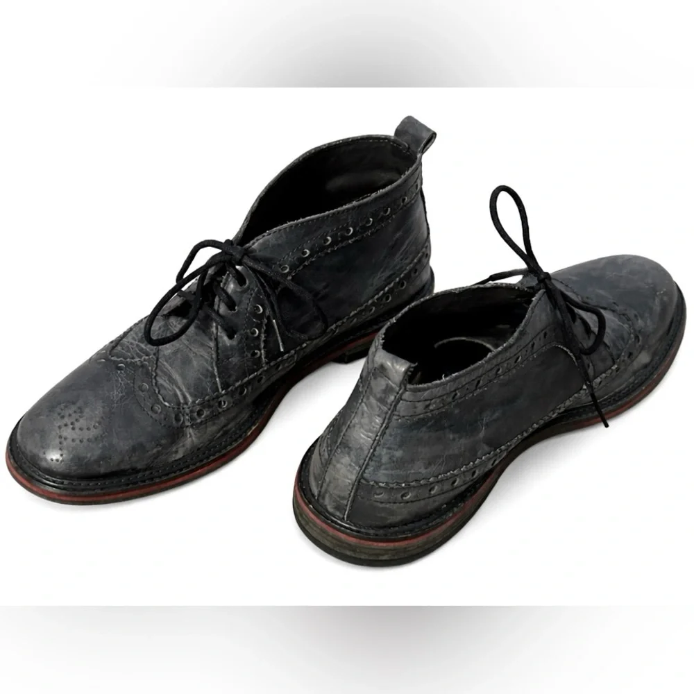 Fly London Men’s Black‎ Leather Brogue Avant Garde Ankle Boots EU 43 / US 10